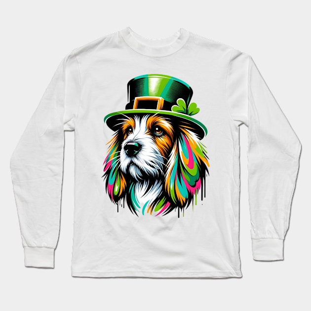 Petit Basset Griffon Vendeen Celebrates Saint Patrick's Day Long Sleeve T-Shirt by ArtRUs